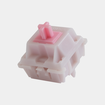 A single ThicThock Marshmallow Linear Switch with a light pink nylon housing and pink POM stem.